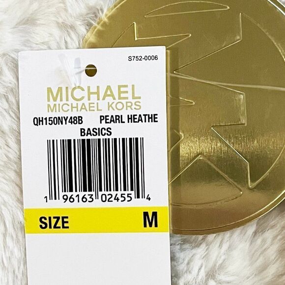 MICHAEL Michael Kors Gray Cowl Neck Waffle Knit Thermal Rhinestone Logo Top‎ NWT - Picture 13 of 13